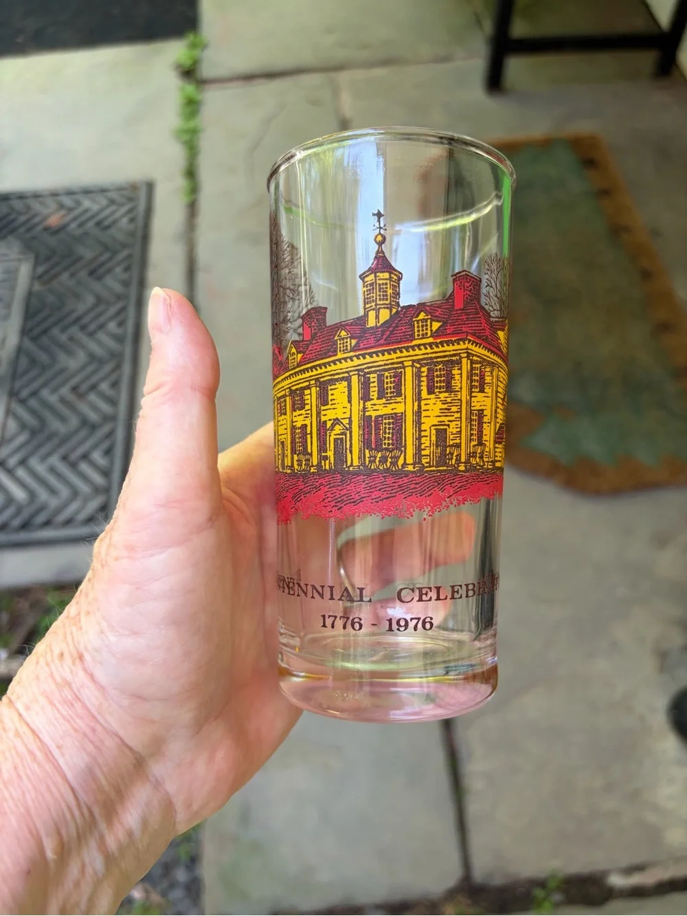 Set of 3 Vintage Commemorative Liberty Bell Shot Glasses - Yellow & Red Graphics